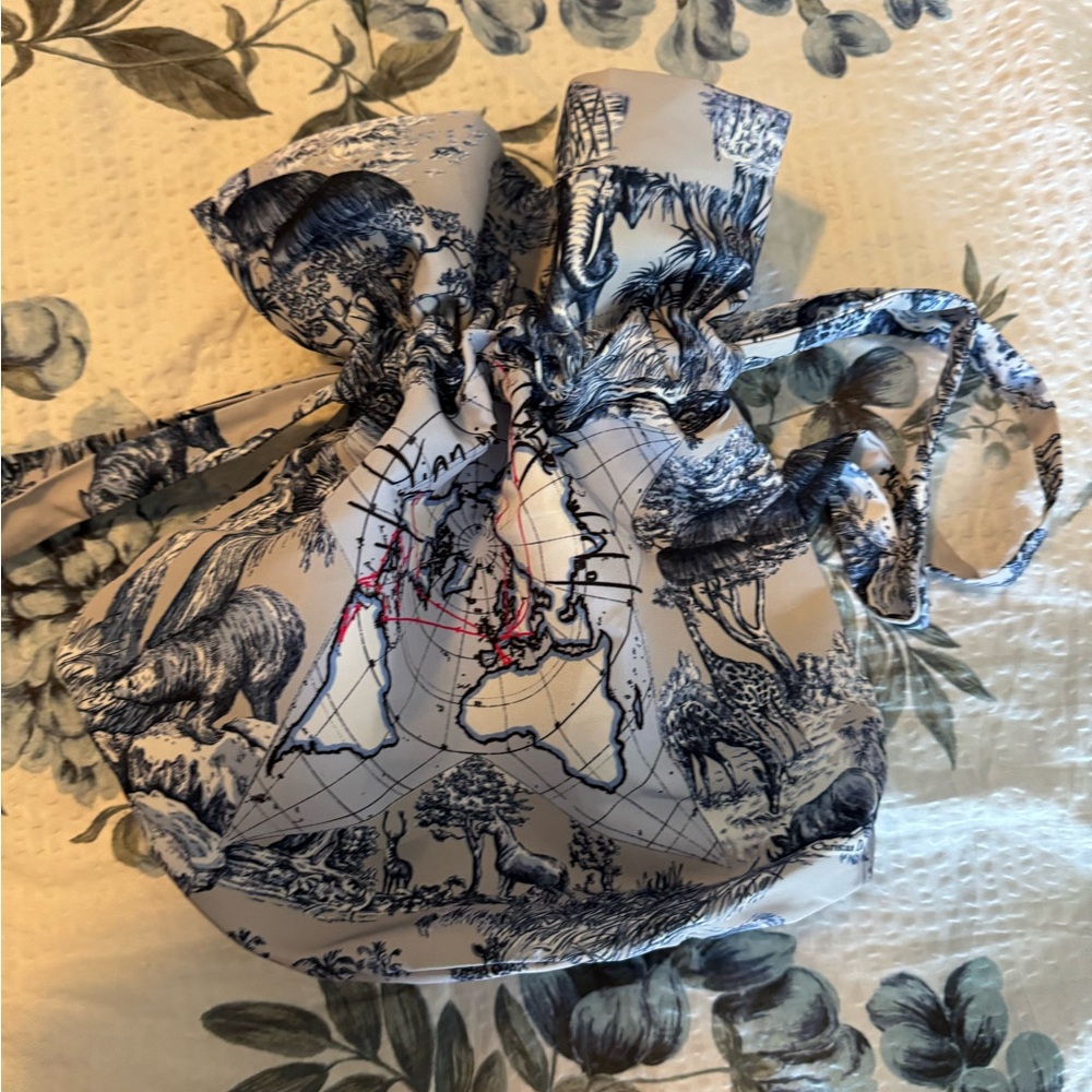 Dior Monochrome Animal Print Drawstring Bag